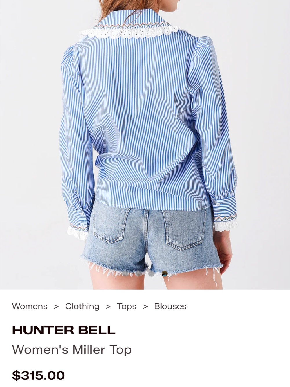 Hunter Bell Miller Top Blue and White Striped Button-Down Shirt Great Condition - Picture 14 of 16